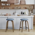 thumbnail image 1 of AENKYO 30" Swivel Bar Stools Set of 2, Bar Height Stools for 38"-44" Tall Tables, Fabric Upholstered, Blue, 1 of 7