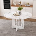 thumbnail image 1 of AENKYO 47" Round Dining Table, Modern Faux Marble Texture Kitchen Table for 4-6, Heavy Duty Pedestal Base, White, 1 of 8