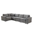 thumbnail image 1 of AENKYO 5-Seat Oversized Sectional Sofa Bed L-Shaped Convertible Sleeper Couch with Detachable Cushions Corduroy Fabric Living Room, Large Spaces - Gray, 1 of 8