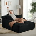 thumbnail image 1 of AENKYO 50" Chaise Lounge Sofa Bed with 3 Pillows, Convertible Sleeper Couch for Living Room, Bedroom & Small Spaces - Corduroy Upholstered Deep Seat Comfy Furniture - Black, 1 of 9