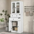 thumbnail image 1 of AENKYO 66.9'' Bathroom Storage Cabinet with Glass Doors, Drawers & Adjustable Shelf, White, 1 of 9