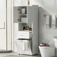 thumbnail image 1 of AENKYO Bathroom Cabinet with Laundry Basket, Stylish Storage Cabinet with Adjustable Shelf and Drawer, White, 1 of 8