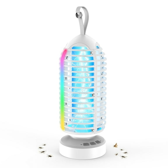 AENKYO Electric Bug Zapper Outdoor, Fly Mosquito Killer Lamp with Color Changing LED Light for Patio, Camping, White