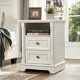 thumbnail image 1 of AENKYO Farmhouse 2-Drawer Nightstand with Charging Station, Rustic Wooden End Table for Bedroom & Living Room, White, 1 of 8