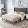 thumbnail image 1 of AENKYO Full Size Upholstered Bed Frame with Tufted Headboard & Slat Support, No Box Spring Needed, Dark Gray, 1 of 8