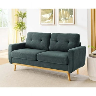 AENKYO Mid-Century Modern 67 Loveseat Sofa with Button Tufted Upholstery, Sturdy Frame & Easy Assembly - Compact Design for Small Spaces, Blue