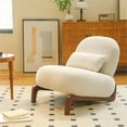 thumbnail image 1 of AENKYO Modern Armless Accent Chair, Velvet Upholstery, Solid Wood Legs, for Living Room Bedroom, White, 1 of 10