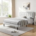 thumbnail image 1 of AENKYO Modern Full Size Upholstered Platform Bed Frame with Linen Fabric Headboard, No Box Spring Needed, Light Gray, 1 of 8