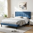 thumbnail image 1 of AENKYO Modern Platform Bed Frame with Upholstered Headboard, Full Size,Blue, 1 of 8