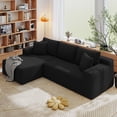 thumbnail image 1 of AENKYO 96” Cloud Modular Sectional Sofa with L-Shape Chaise, Deep Seat Corduroy Upholstered Couch, No Assembly Required, Black, 1 of 8