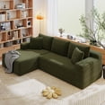 thumbnail image 1 of AENKYO 96” Cloud Modular Sectional Sofa with L-Shape Chaise, Deep Seat Corduroy Upholstered Couch, No Assembly Required, Green, 1 of 8