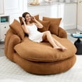 thumbnail image 1 of AENKYO Oversized Chenille Bean Bag Sofa with 5 Pillows, Oval Lazy Floor Sofa with Wraparound Backrest for Adults-Brown, 1 of 7
