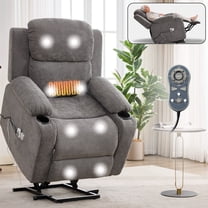 AENKYO Power Lift Recliner Chair with Massage & Heat, Adjustable Backrest & Footrest, Side Pockets & Cup Holders, Gray