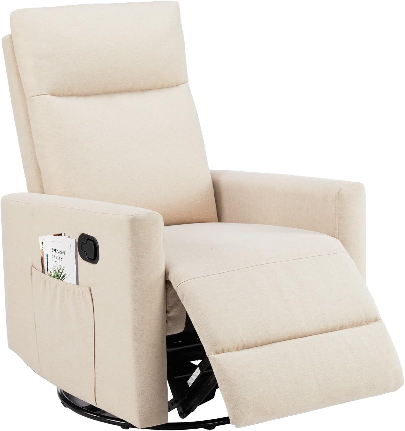 AENKYO Recliner Chair Swivel Rocking for Living Room, Glider Rocker with Extra Large Footrest - Beige