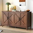 thumbnail image 1 of AENKYO Rustic Farmhouse Sideboard Storage Cabinet with Adjustable Shelves for Living Room, Walnut, 1 of 9