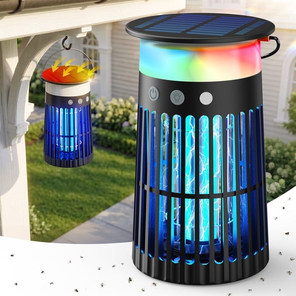 AENKYO Solar Bug Zapper: 4200V Electric Mosquito Killer, USB-C Rechargeable Fly Trap, 2100 sq.ft Coverage