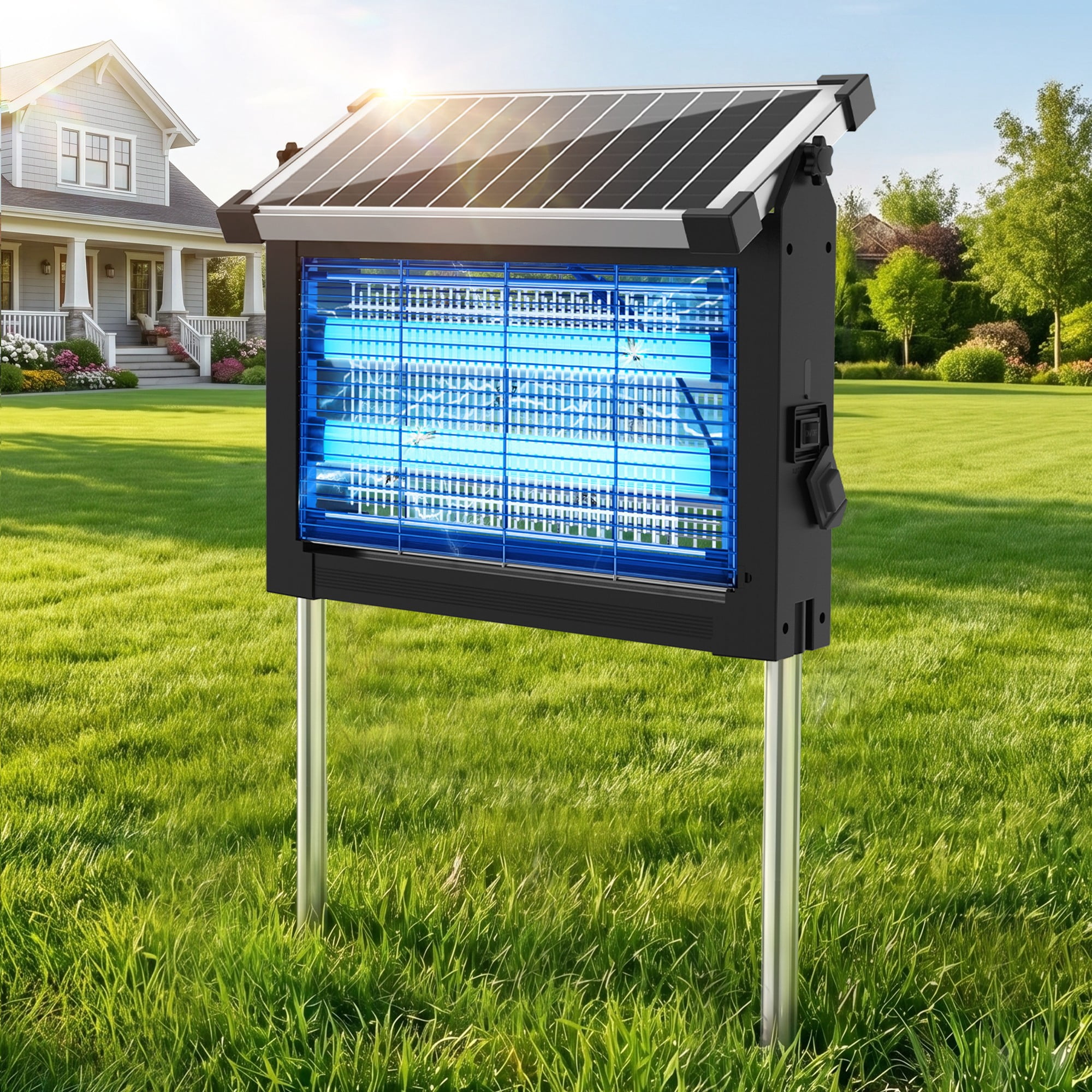 AENKYO Outdoor Solar Bug Zapper, 4500V 10W Solar Powered Mosquito Killer, up to 1 Acre