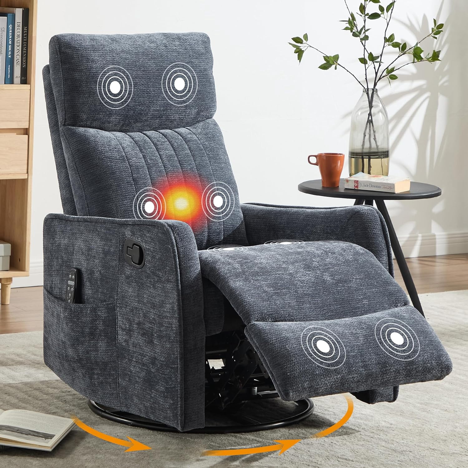 Manuel Rocking Chair AENKYO Swivel Recliner Chair, Manual Rocking Massage Chair, Heated for ...