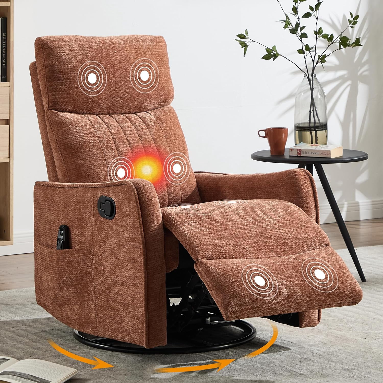 Manuel Rocking Chair AENKYO Swivel Recliner Chair, Manual Rocking Massage Chair, Heated for ...