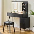 thumbnail image 1 of AENKYO Vanity Table Set with LED Lighted Mirror, 4 Drawers, Makeup Table with Movable Side Cabinet & Stool, Black, 1 of 11