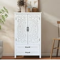 thumbnail image 1 of AENKYO Vintage Carved Wood Accent Cabinet with Storage, Decorative Sideboard Buffet for Living Room, Antique White, 1 of 9