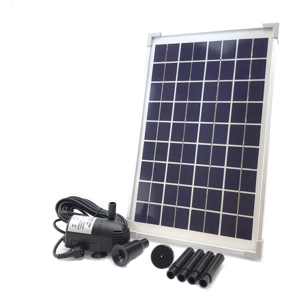 AEO Solar Water Pump KIT: 12V-24V DC Brushless Submersible 196GpH Water Pump with 10W Solar Panel for Solar Fountain, Fish Pond, and Aquarium (No Backup Battery)