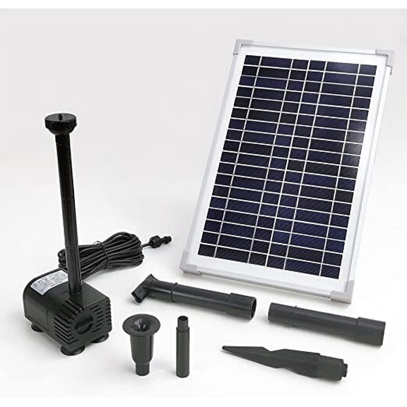 AEO Solar Water Pump KIT:DC Dry-Run Protect 185GpH Water Pump w/ 12W Solar Panel
