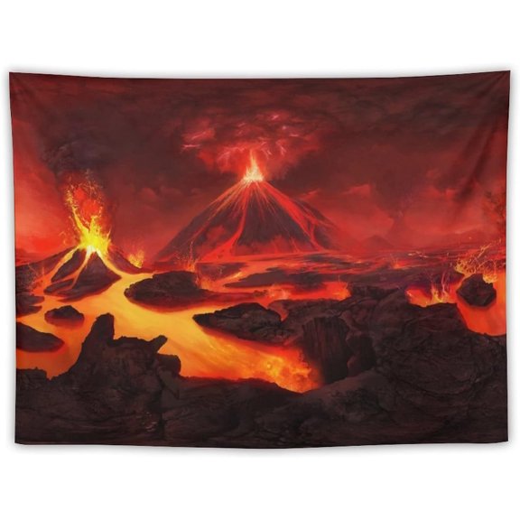 AEOGHDE Volcano Eruption Lava Red Tapestry Wall Hanging - 40"x60" HD Art Print for Bedroom, Living Room, Dorm | Home Decor Wall Blanket