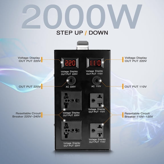 AEOLISS 2000W Voltage Converter Transformer - 110V to 220V/220V to 110V International Universal Voltage Converter
