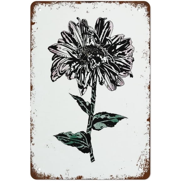 AEON Aster Flower Botanical d Fine Art Print Creative Tin Sign Skeleton, Funny Novelty Metal Sign, Vintage Wall Decor For Home Door Garden Bar Restaurant Cafe Office Shop Club 12 x 8 Inch