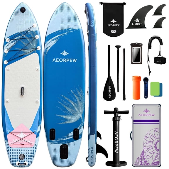 AEORPEW 34'' Extra Wide Inflatable Paddle Board with Premium Paddleboard Accessories, Adj SUP Paddle, 100L Backpack, Suitable for Versatile SUP Boards of All Skills Levels