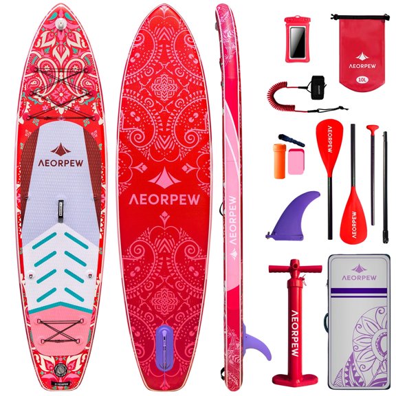 AEORPEW 34'' Wide Inflatable Paddle Board for Women with Premium Paddle Boards Accessories, Adj SUP Paddle, 100L Backpack, Suitable for Versatile SUP Boards of All Skills Levels