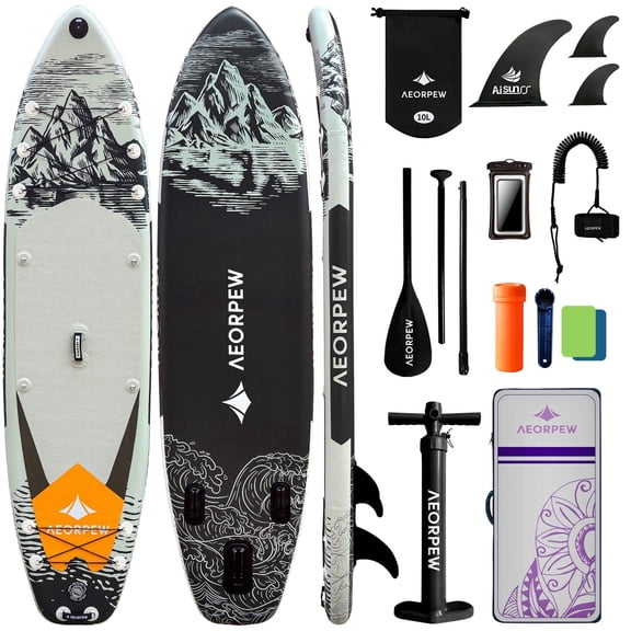 AEORPEW 34'' Wide Inflatable Paddle Board for Women with Premium Paddle Boards Accessories, Adj SUP Paddle, 100L Backpack, Suitable for Versatile SUP Boards of All Skills Levels