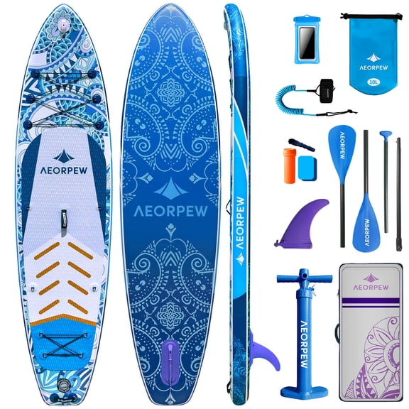 AEORPEW 34'' Wide Inflatable Paddle Board for Women with Premium Paddle Boards Accessories, Adj SUP Paddle, 100L Backpack, Suitable for Versatile SUP Boards of All Skills Levels