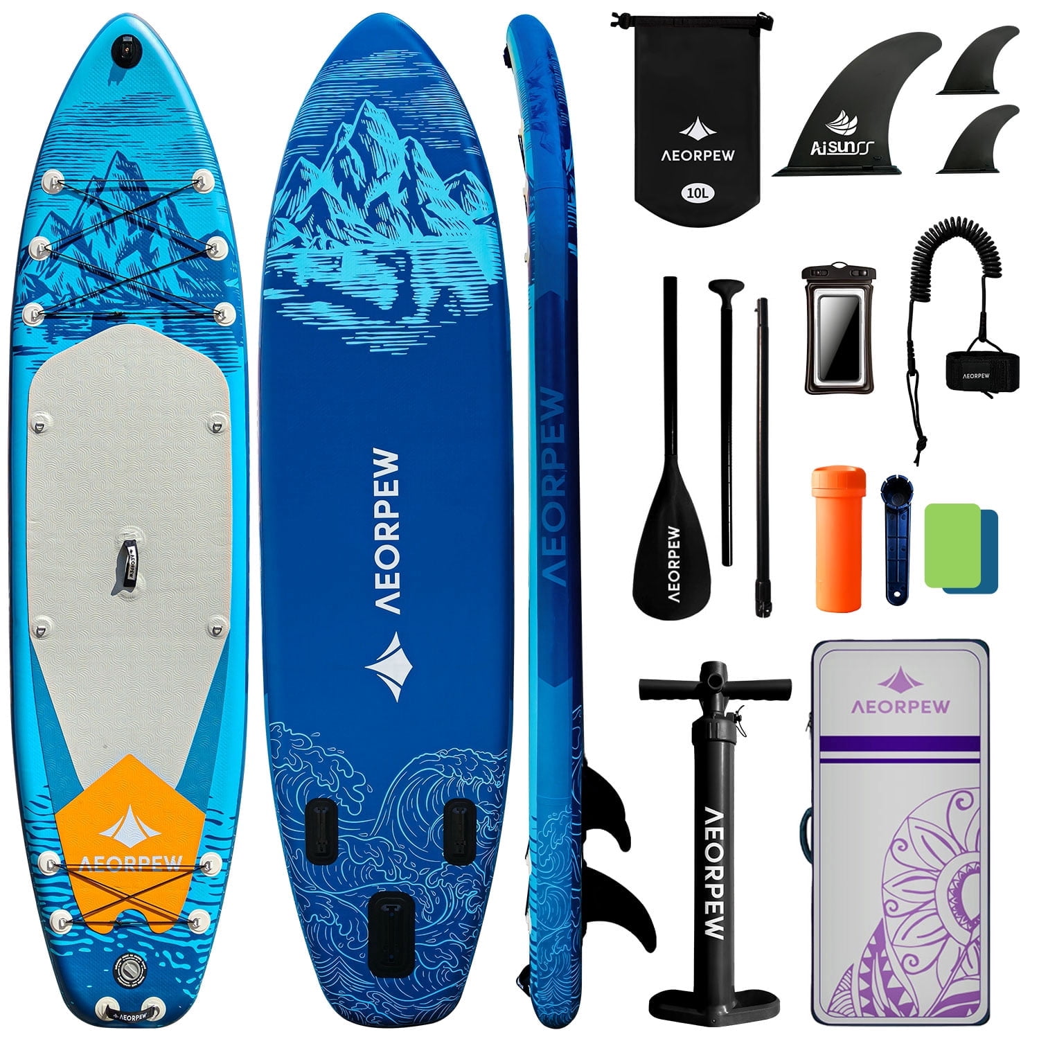 AISUNSS, Inflatable Stand Up Paddle Board, 10.6ft, Red - Walmart.com