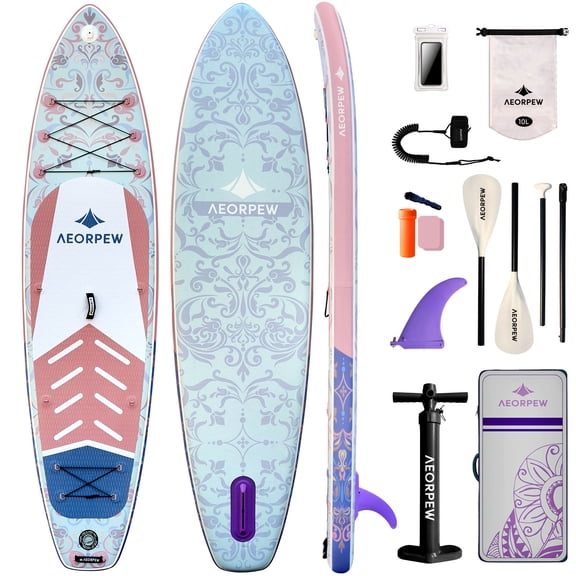 AEORPEW 34'' Wide Inflatable Paddle Board for Women with Premium Paddle Boards Accessories, Adj SUP Paddle, 100L Backpack, Suitable for Versatile SUP Boards of All Skills Levels