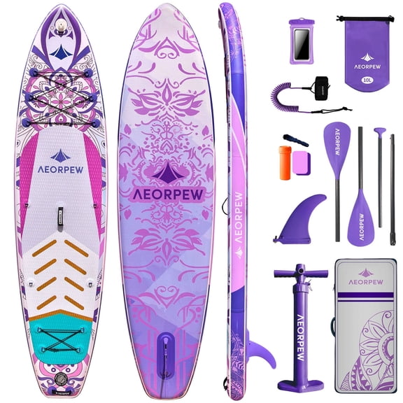 AEORPEW 34'' Wide Inflatable Paddle Board for Women with Premium Paddle Boards Accessories, Adj SUP Paddle, 100L Backpack, Suitable for Versatile SUP Boards of All Skills Levels