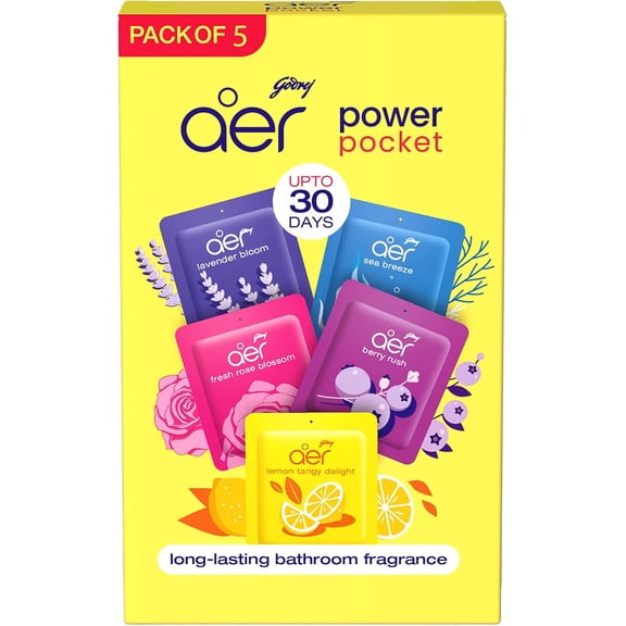 AER Power Pocket Assorted Solid Pocket for the Entire Home with Long Lasting Scents, Pack of 5