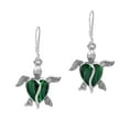 thumbnail image 1 of AERAVIDA Green Malachite Ocean Turtle .925 Sterling Silver Hoop Leverback Dangle Earrings - 19mmx35mm, 1 of 5