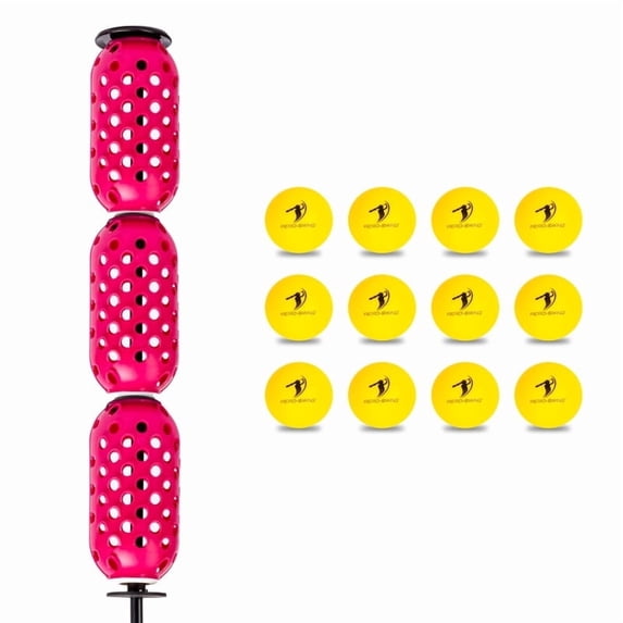 AERO-SWING Baseball & Softball Swing Trainer and 12 Durable Foam Balls Bat Swing Air Resistance, Baseball and Softball Training Tool, Batting Aid for Speed and Accuracy - All Pink - Pro