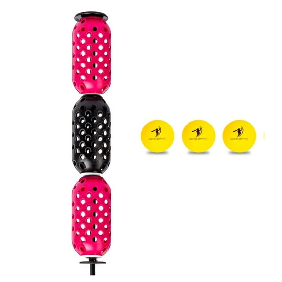 AERO-SWING Baseball & Softball Swing Trainer and 3 Durable Foam Balls Bat Swing Air Resistance, Baseball and Softball Training Tool, Batting Aid for Speed and Accuracy - Black & Pink - Pro