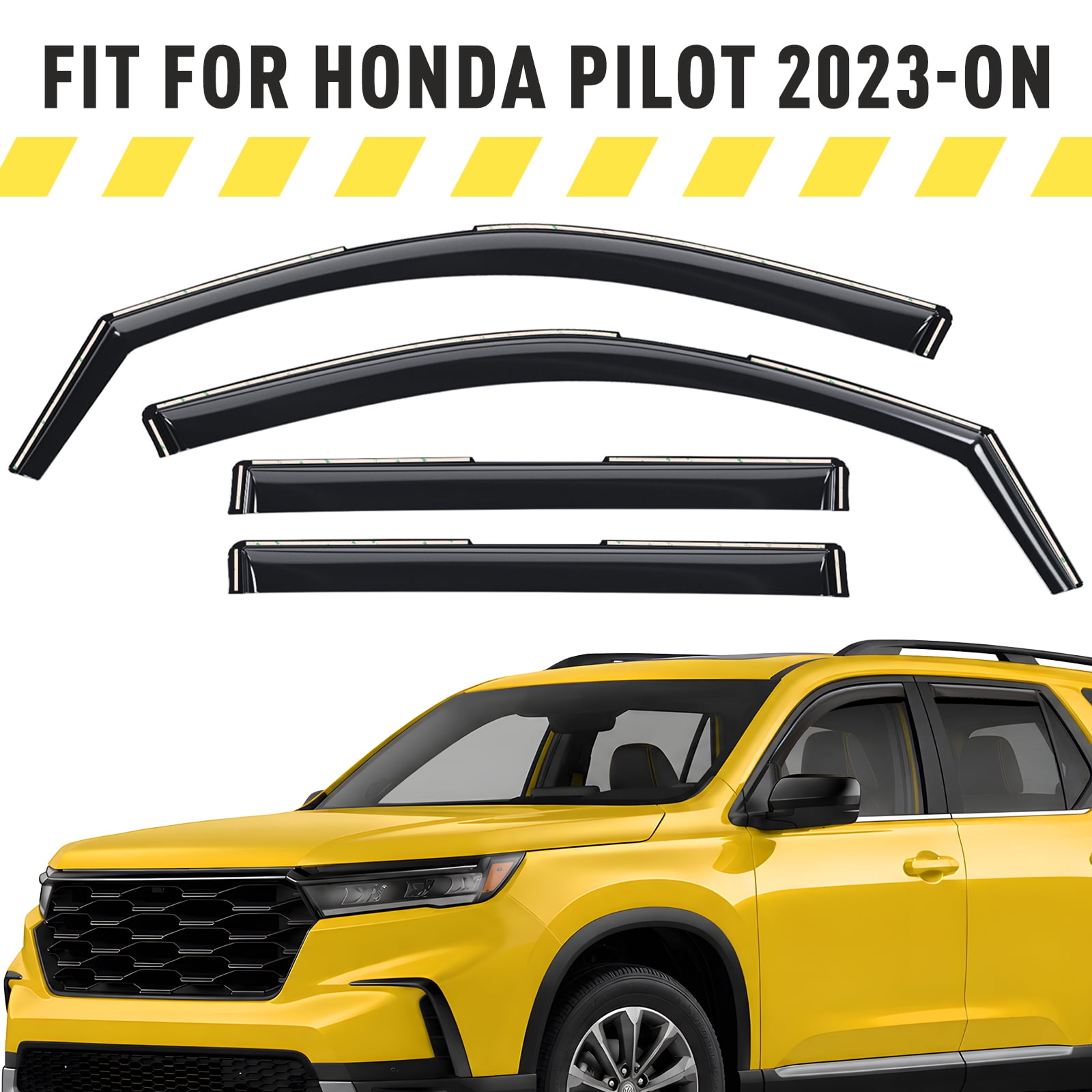 AEROGUYS Extra Durable Window Deflectors In-Channel Window Visors Rain Guards Fit for Honda Pilot 2023-2027, Sun Visors, Wind Vent for Shades, Exterior Car Accessories - 4 pcs. AG0973