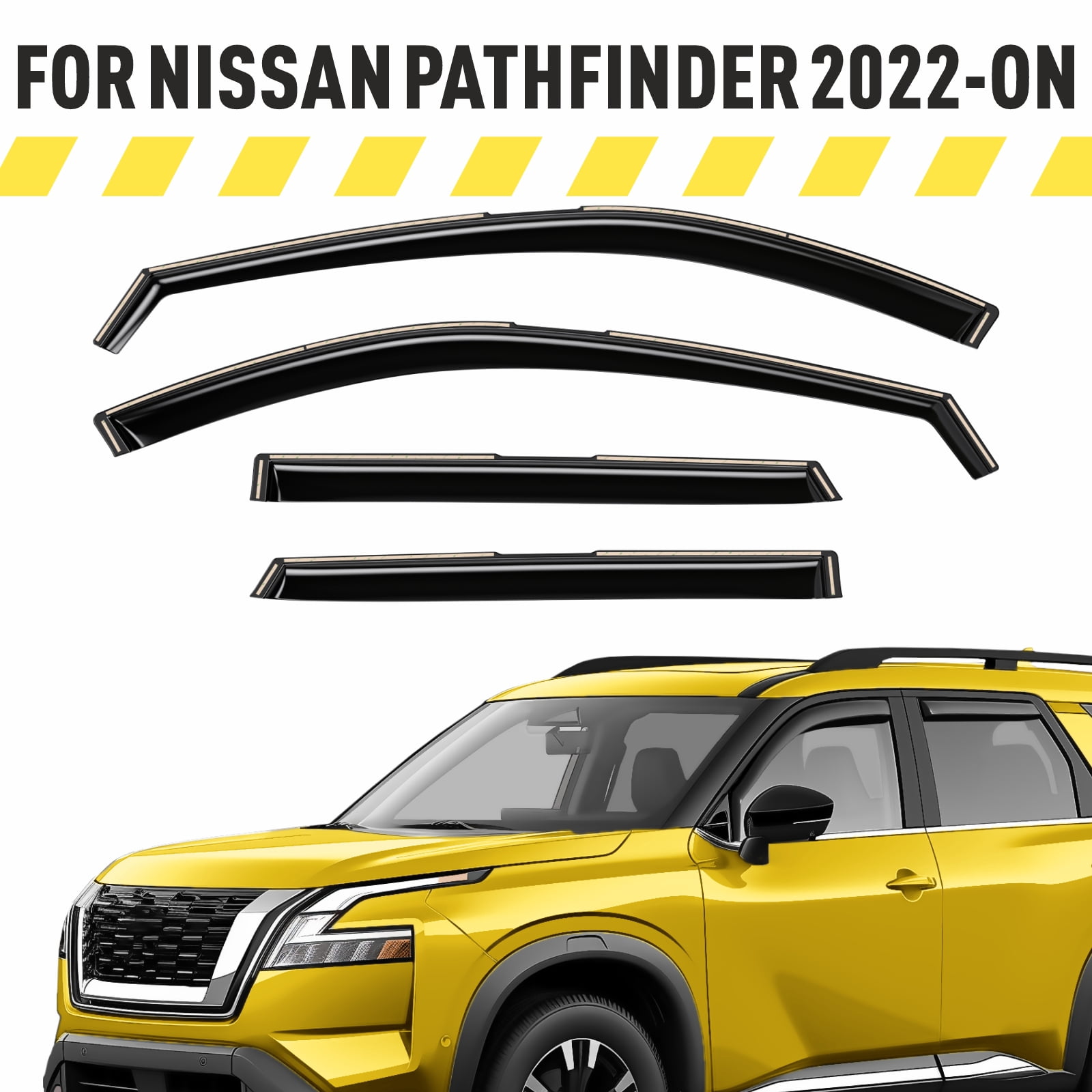 Sleek In-Channel Window Visors For Nissan Pathfinder 2013-2020 – Rain Guards, 4pc Set