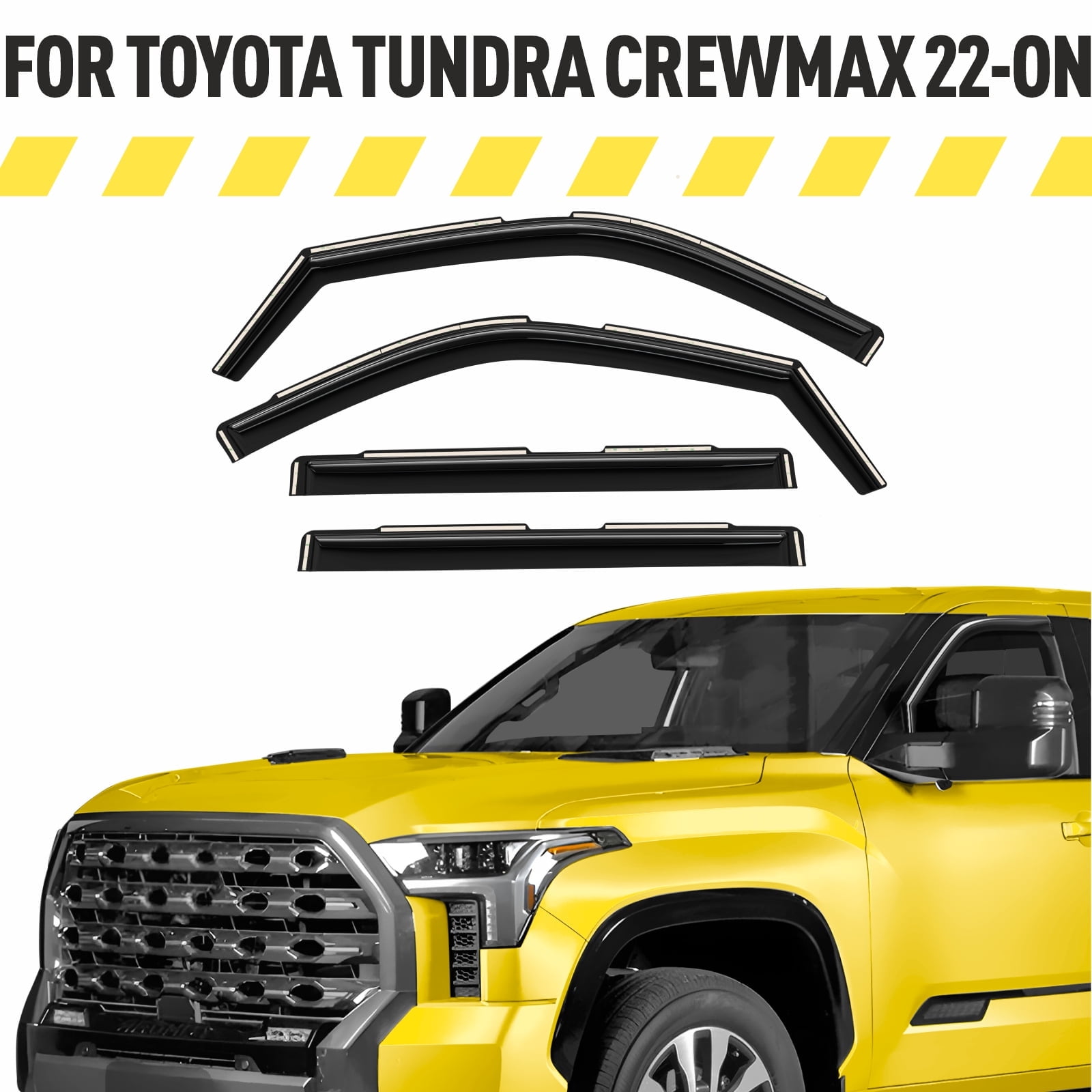 AEROGUYS Extra Durable Window Deflectors In-Channel Window Visors Rain Guards Fit for Toyota Tundra 2022-2026 CrewMax, Sun Visors, Wind Vent for Shades, Exterior Car Accessories - 4 pcs. AG0915