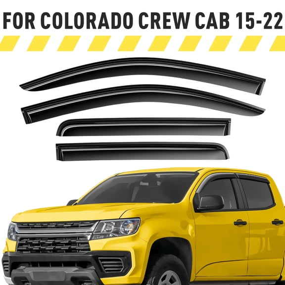 AEROGUYS Extra Durable Window Deflectors Tape-On Window Visors Rain Guards Fit for Chevrolet (Chevy) Colorado 2015-2022 Crew Cab, Wind Vent for Shades, Exterior Car Accessories - 4 pcs. AG0886