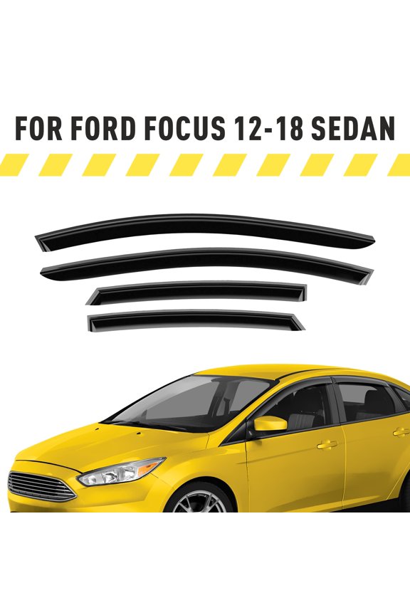 Extra Durable Window Deflectors Tape-On Window Visors Rain Guards Fit for Ford Focus 2012-2018 Sedan/Hatchback, Sun Visors, Wind Vent for Shades, Exterior Car Accessories - 4pcs. AG0947