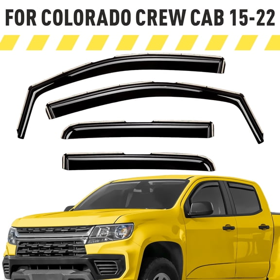 AEROGUYS In-Channel Window Deflectors Extra Durable Window Visors Rain Guards Fit for Chevrolet (Chevy) Colorado/GMC Canyon Crew Cab 2015-2022,Sun Visors,Wind Vent Visors,Car Accessories- 4pcs AG0275