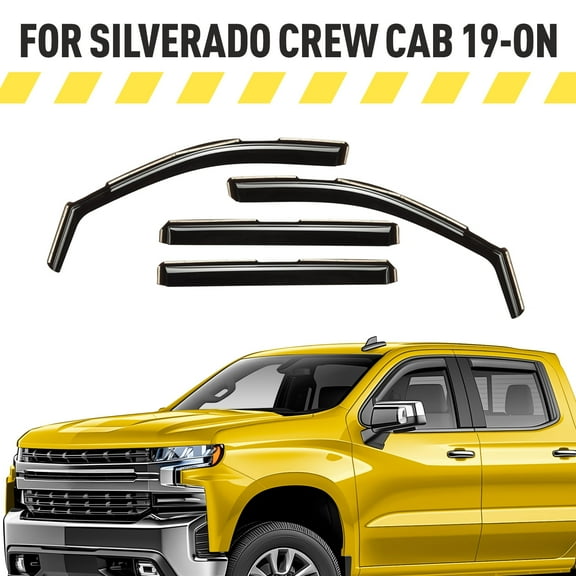 AEROGUYS In-Channel Window Deflectors Extra Durable Window Visors Rain Guards Fit for Chevrolet (Chevy) Silverado 1500 2019-2026 Crew Cab, Sun Visors, Wind Vent Visors, Truck Accessories-4pcs. AG0022