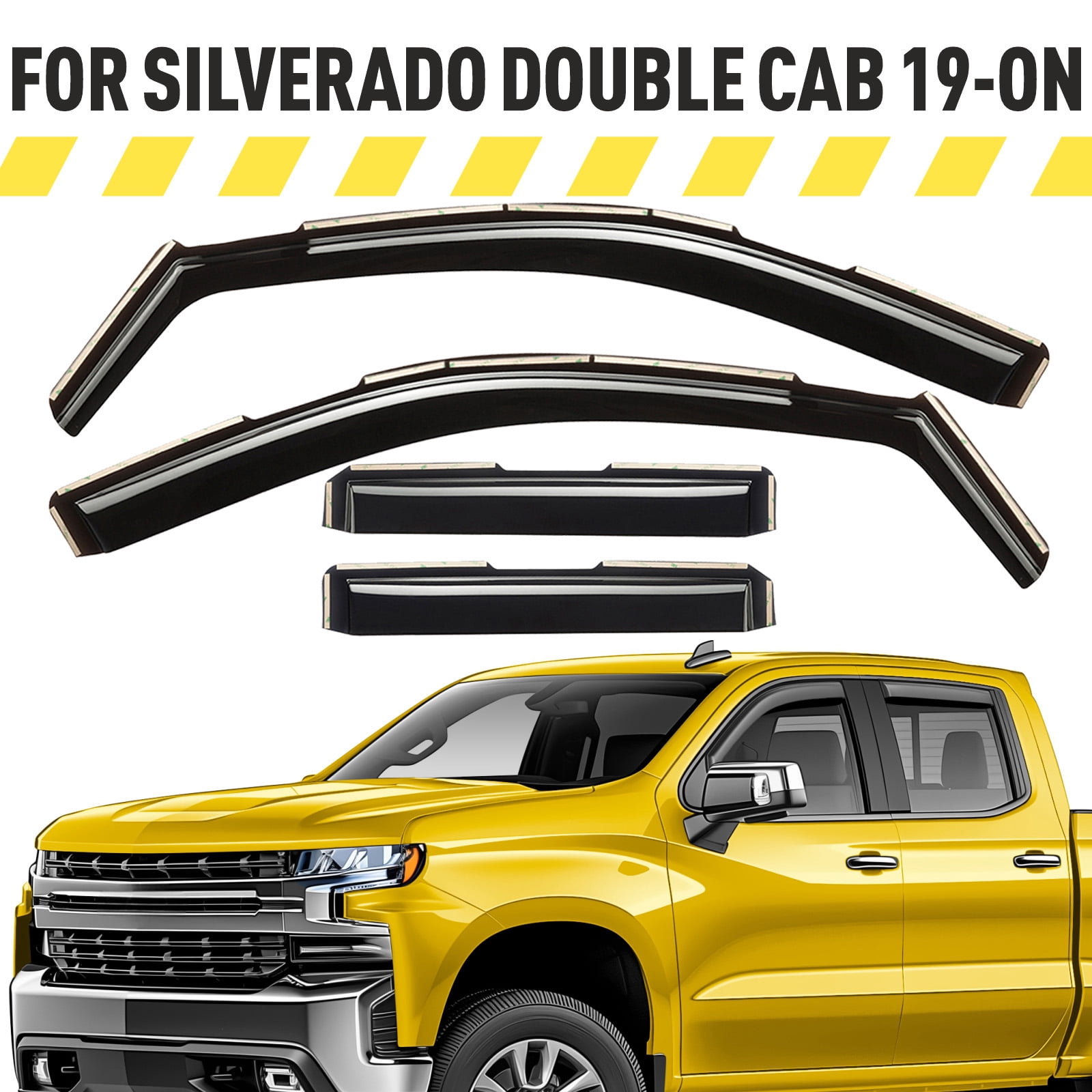 AEROGUYS Extra Durable Window Deflectors in-Channel Window Visors Rain Guards Fit for Chevrolet (Chevy) Silverado 1500 2019-2026 Double Cab, Sun Visors, Exterior Truck Accessorie - 4 pcs. AG0023