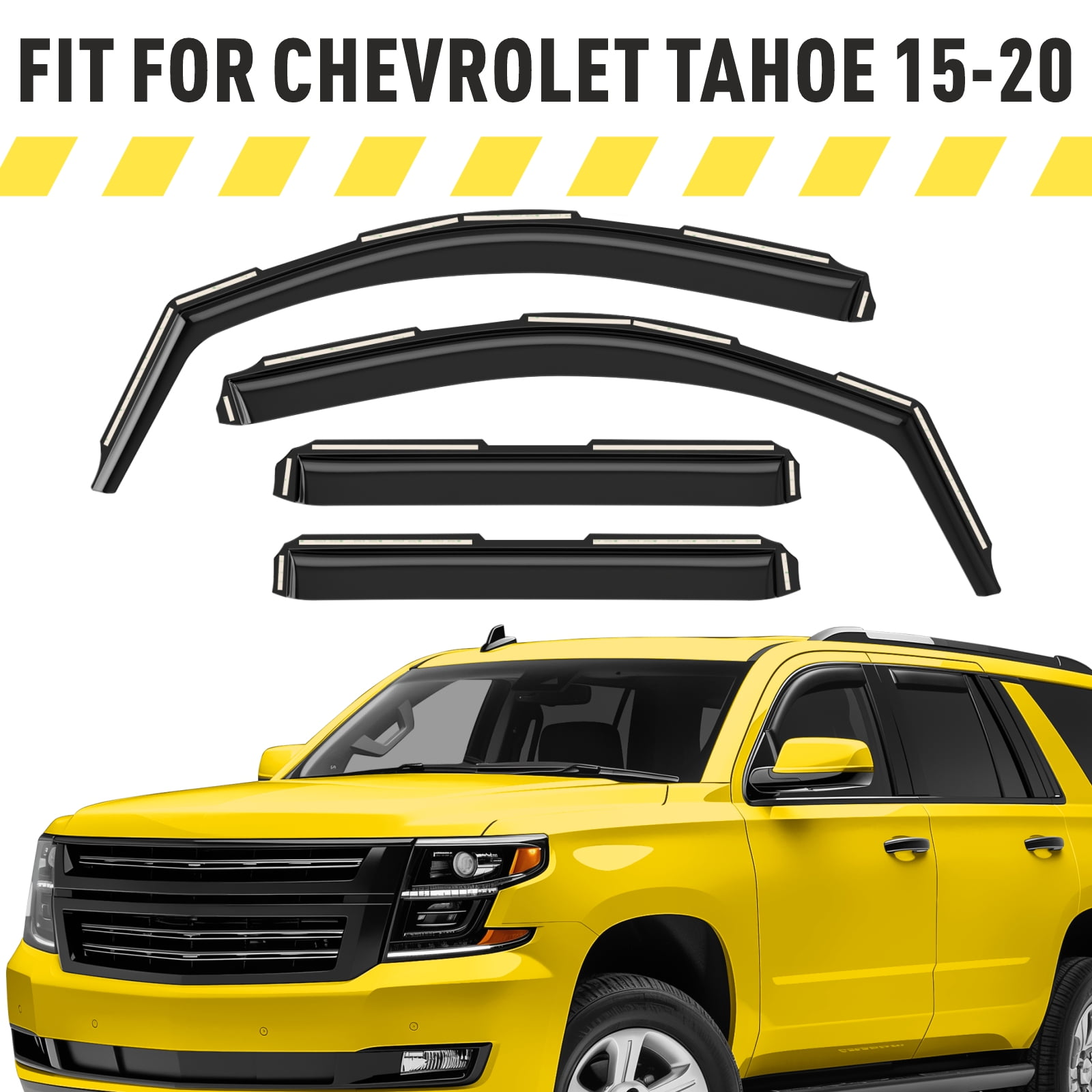 AEROGUYS In-Channel Window Deflectors Extra Durable Window Visors Rain Guards Fit for Chevrolet (Chevy) Tahoe/GMC Yukon 2015-2020, Sun Visors, Wind Vent Visors, Truck Accessories- 4 pcs. AG0172
